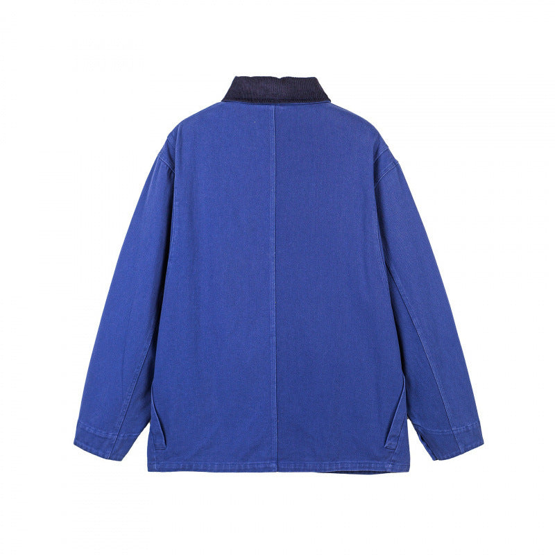 Men's Robust Chore Jacket in Workwear Style with Cord Collar and Large Applied Pockets Mune Fashion