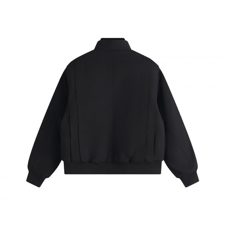 Unisex Boxy Blouson jacket with vertical tucked pleats, standing collar, and zipper Mune Fashion