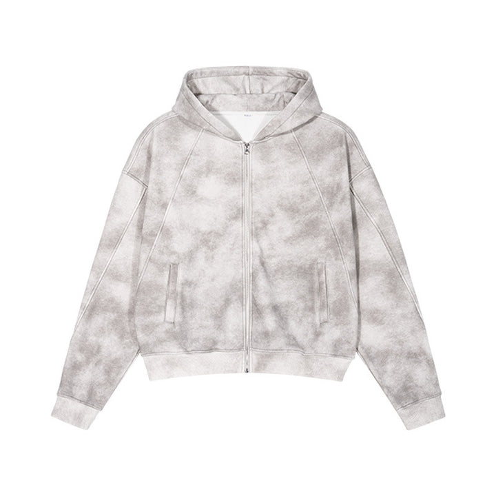 Unisex Boxy-Zip Hoodie with Fog Wash and Raglan Sleeves Mune Fashion