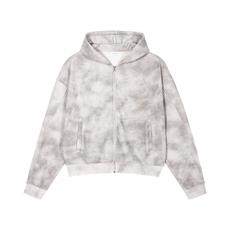 Unisex Boxy-Zip Hoodie with Fog Wash and Raglan Sleeves Mune Fashion