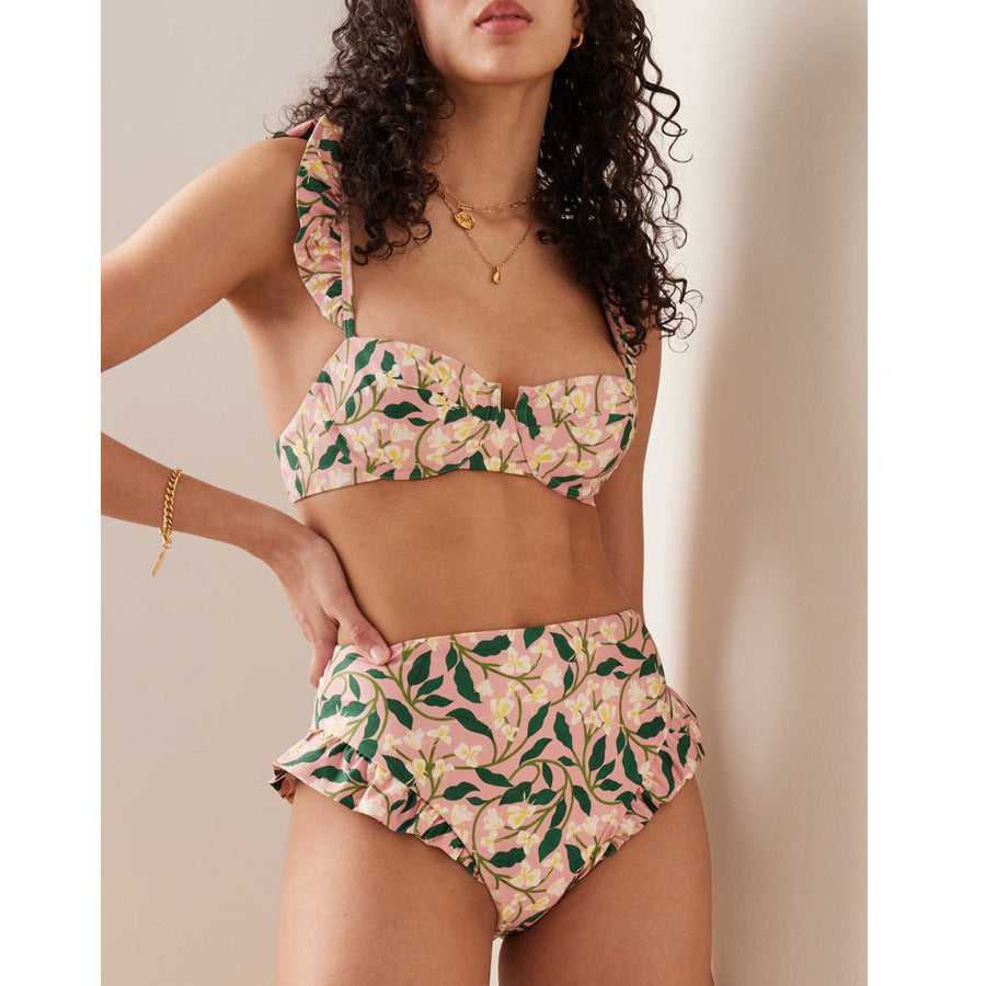 Women's bikini set with playful ruffles and high-waisted band Mune Fashion