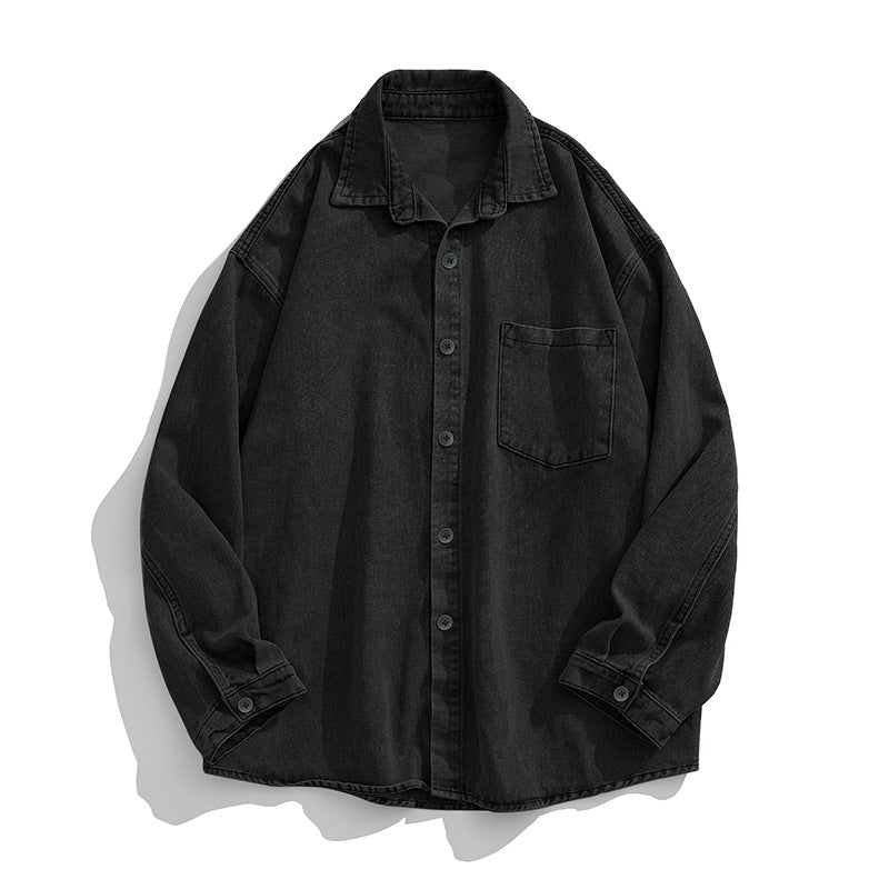 Unisex Locker cut Denim Shirt with Chest Pocket and Rounded Hem Mune Fashion