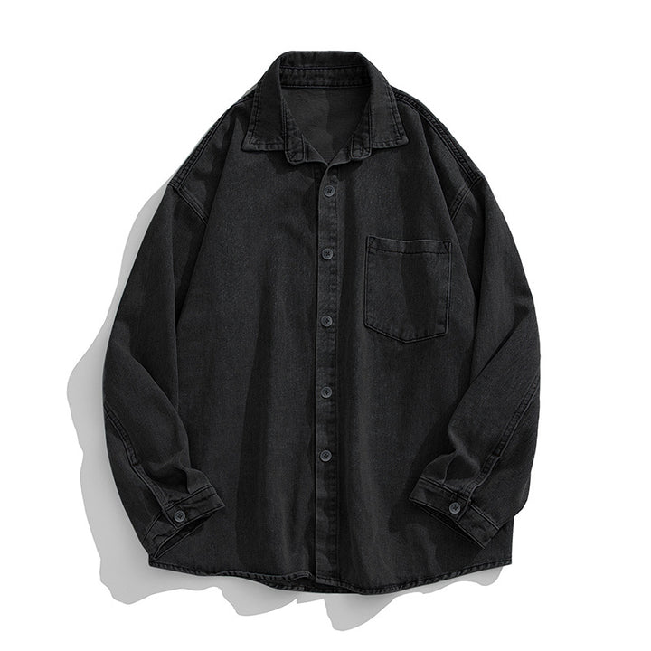 Unisex Locker cut Denim Shirt with Chest Pocket and Rounded Hem Mune Fashion