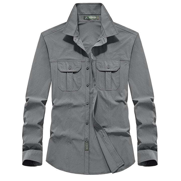 Men's Outdoor Shirt with Chest Pockets, Ripstop Fabric and Regular Fit Mune Fashion