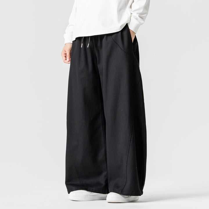 Men's Wide Lounge Pants in Palazzo Cut made of Cotton Blend with Drawstring and Side Pockets Mune Fashion