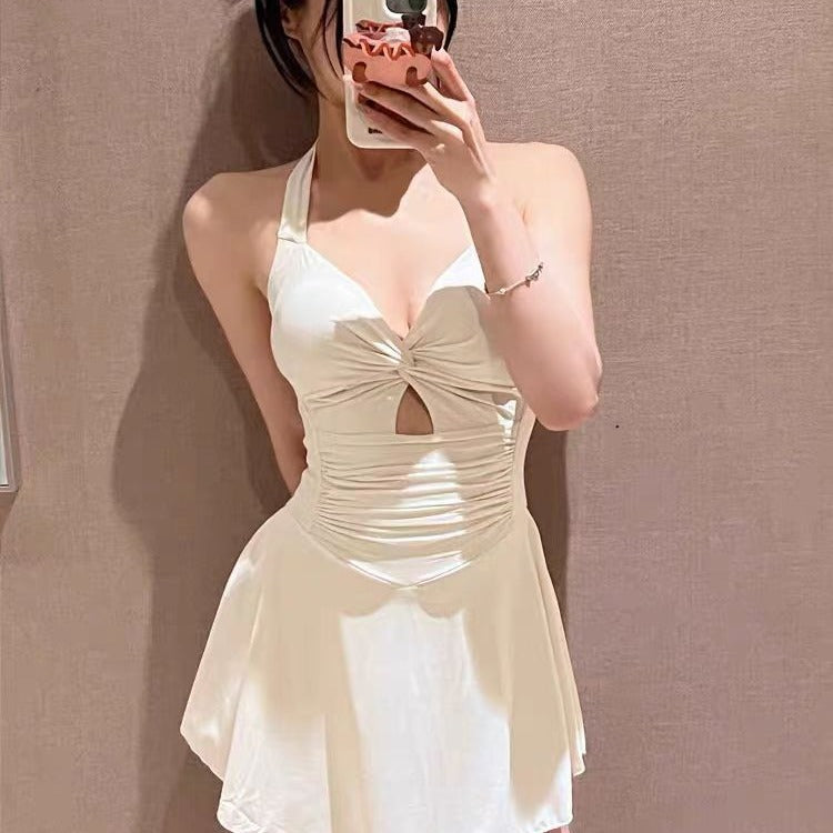 Women's One-Piece Swimsuit with Stylish Wrap Design and Tasteful Cut-Out Mune Fashion