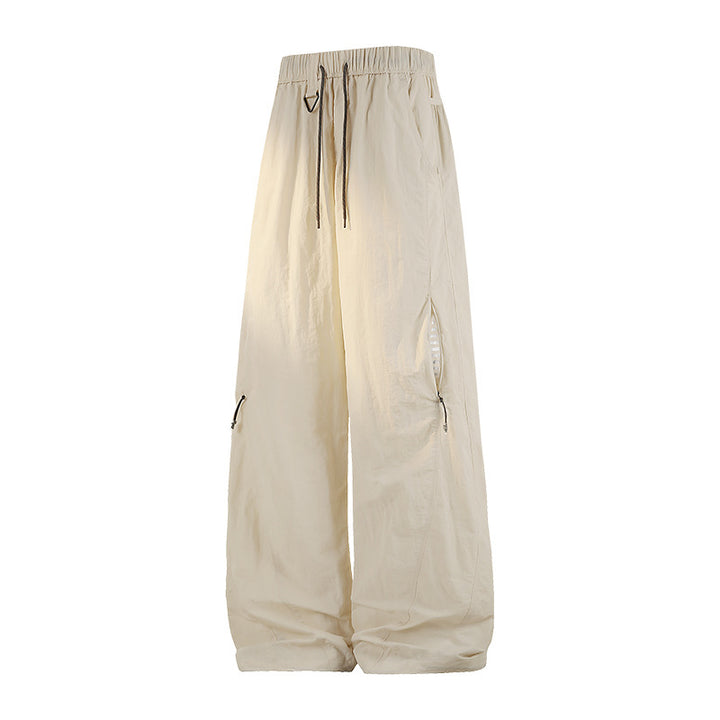 Men's Wide Cargo Casual Pants with Elastic Waistband, Drawstring and Zipper Pockets Mune Fashion