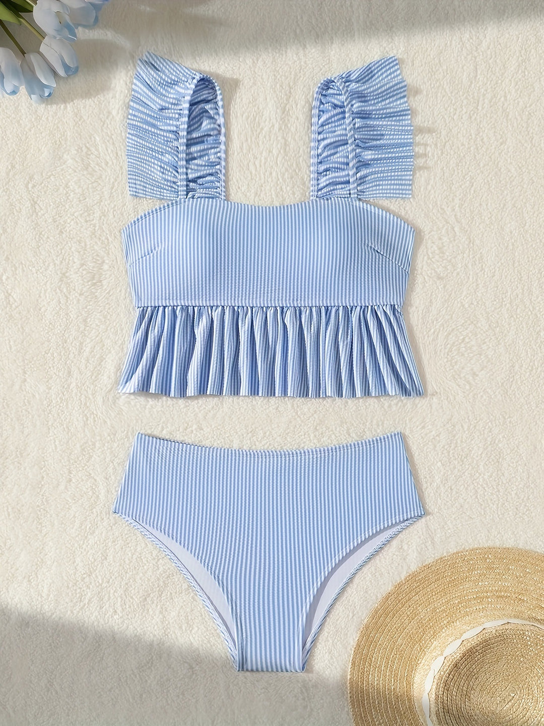 Ladies Bandeau Bikini with Ruffles and High Waist Mune Fashion