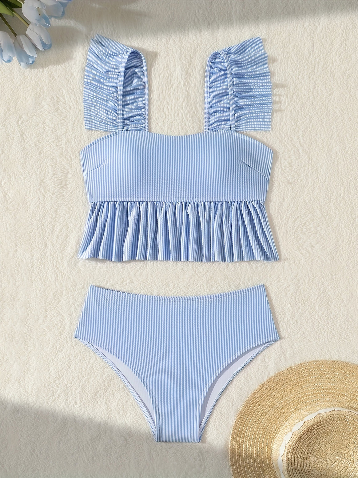 Ladies Bandeau Bikini with Ruffles and High Waist Mune Fashion