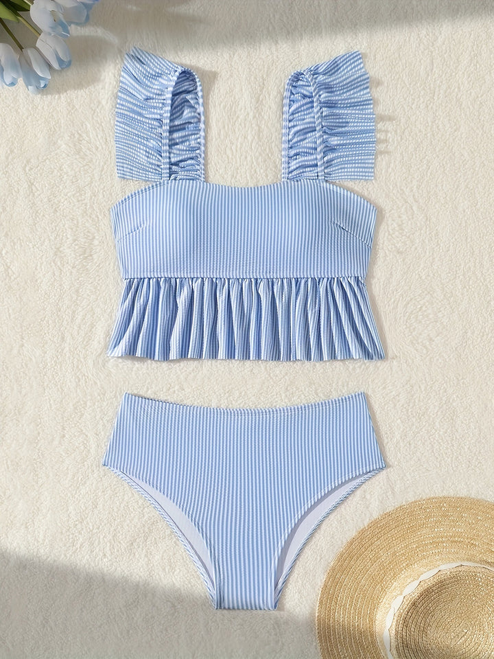 Ladies Bandeau Bikini with Ruffles and High Waist Mune Fashion
