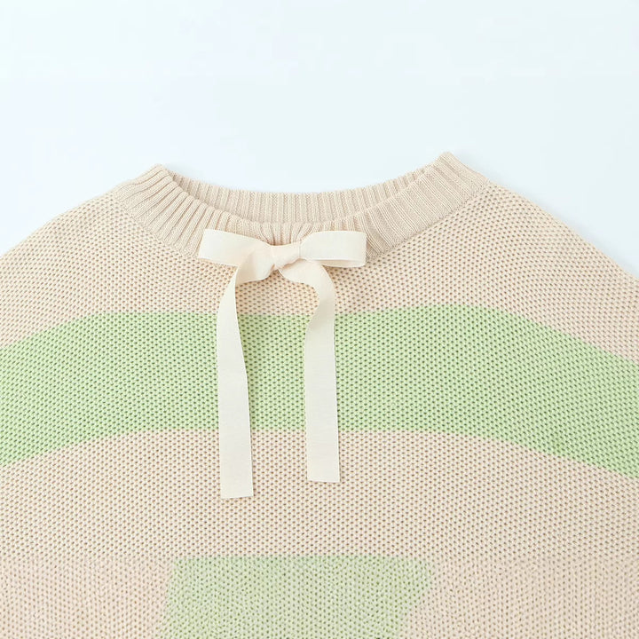 Women Oversized Off-Shoulder Sweater with Carmen Collar, Waffle Knit and Decorative Ribbons Mune Fashion