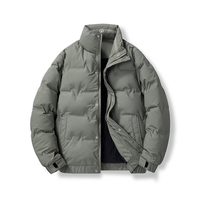 Men's padded quilted jacket with high collar and concealed zipper front Mune Fashion