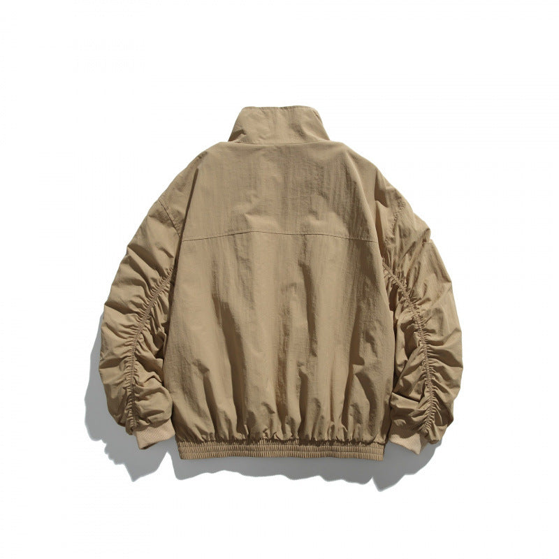 Unisex Lightweight Nylon Bomber Jacket with Stand-Up Collar, Full Zip and Elastic Hem Mune Fashion