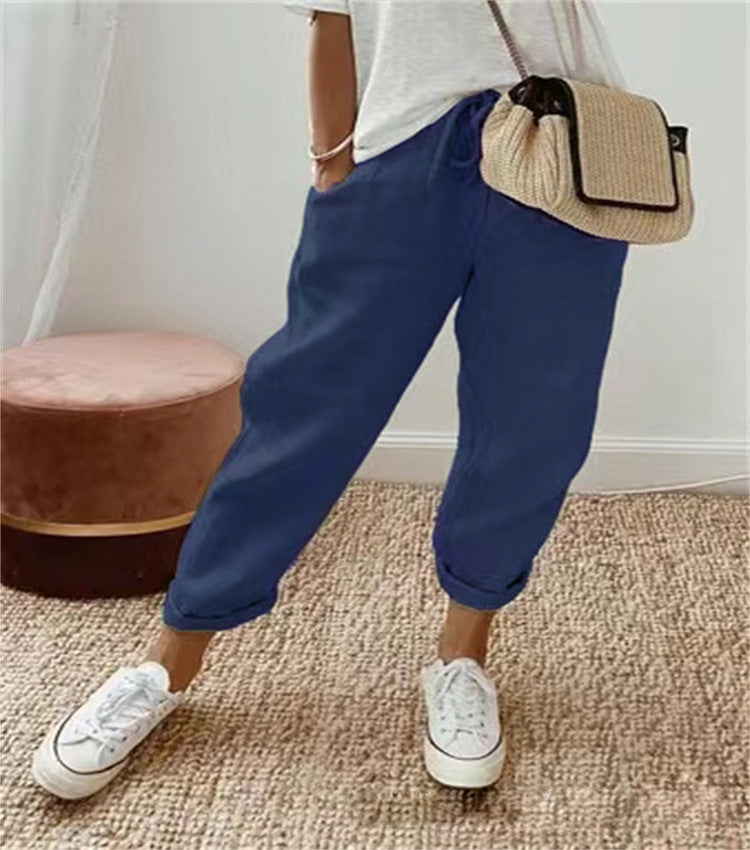 Women's Loose Printed Jogger with Drawstring and Cuffed Hem Mune Fashion