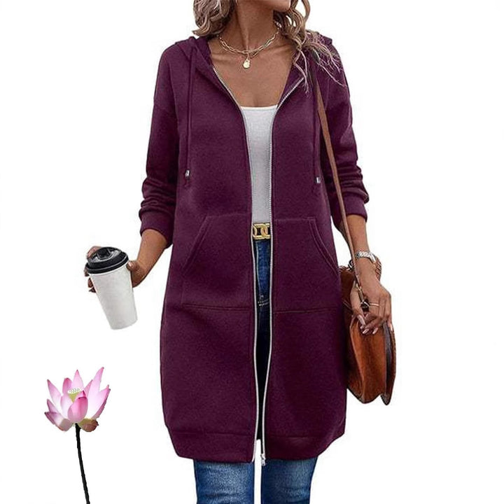 Women's Long Hooded Coat with Pockets