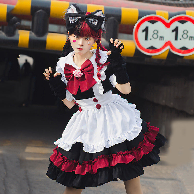 Girl Catgirl Costume with Ruffles and Cat Ears Mune Fashion