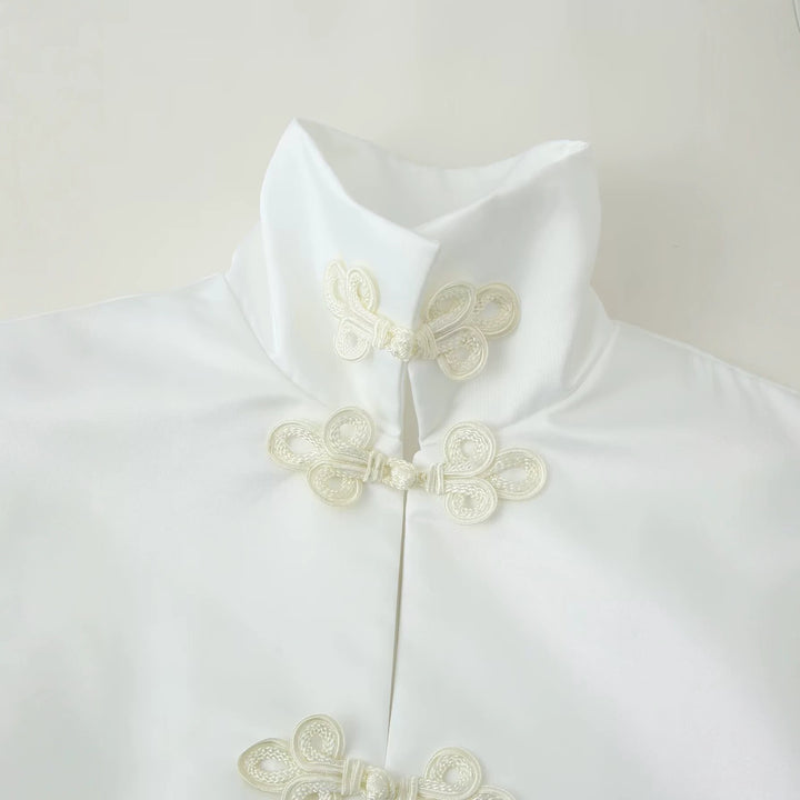 Women Short Blouson with Stand-Up Collar and Decorative Toggle Closures Drune