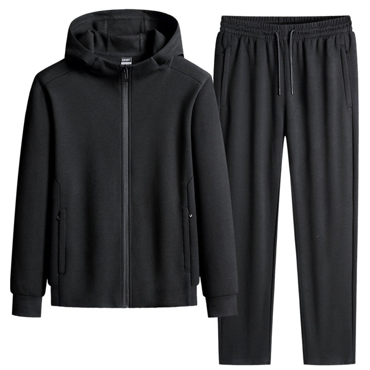 Men's two-piece hooded training set made of French terry with zip-up jacket & tapered joggers Mune Fashion