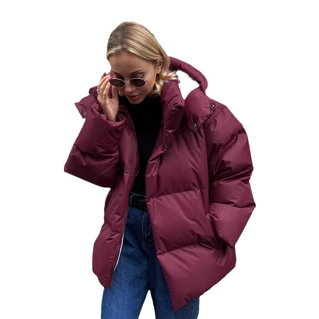 Women's Oversized Quilted Jacket with Hood and Padded Thermal Filling Mune Fashion