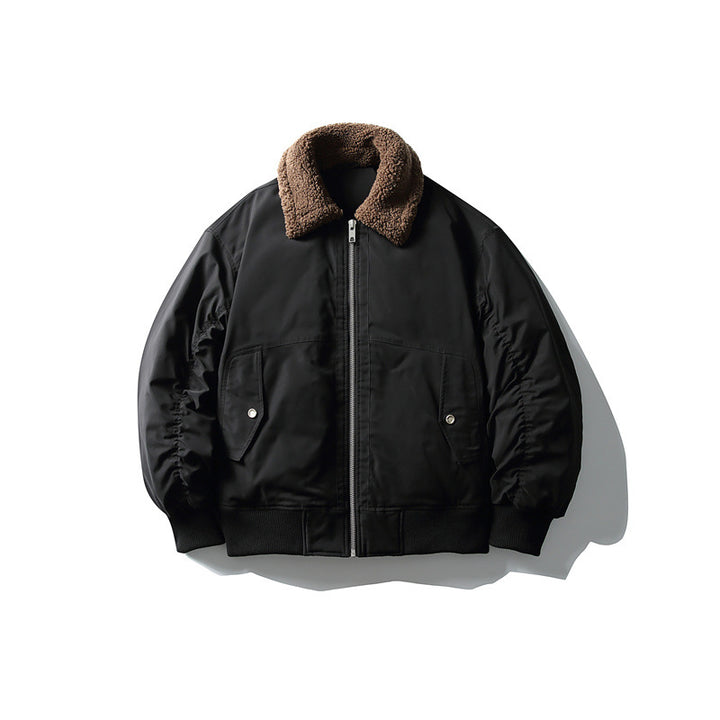 Men's Padded Pilot Bomber with Teddy Collar, Two-way Zipper and Flap Pockets Mune Fashion
