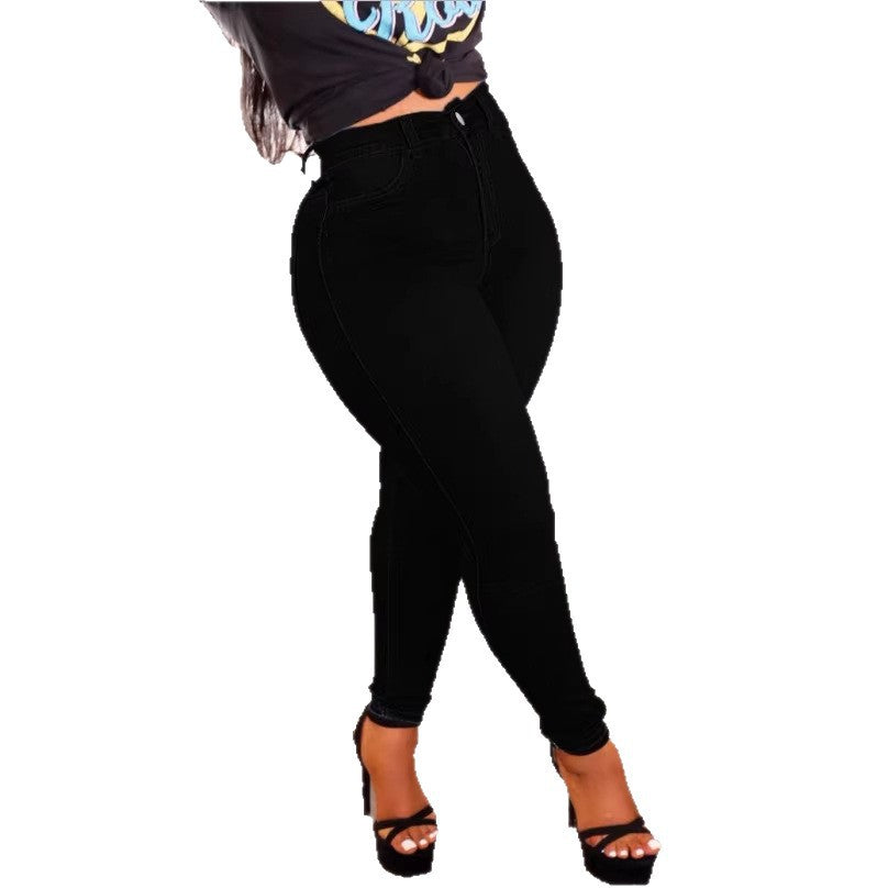 Ladies high-rise shaping skinny jeans with slimming waistband Mune Fashion