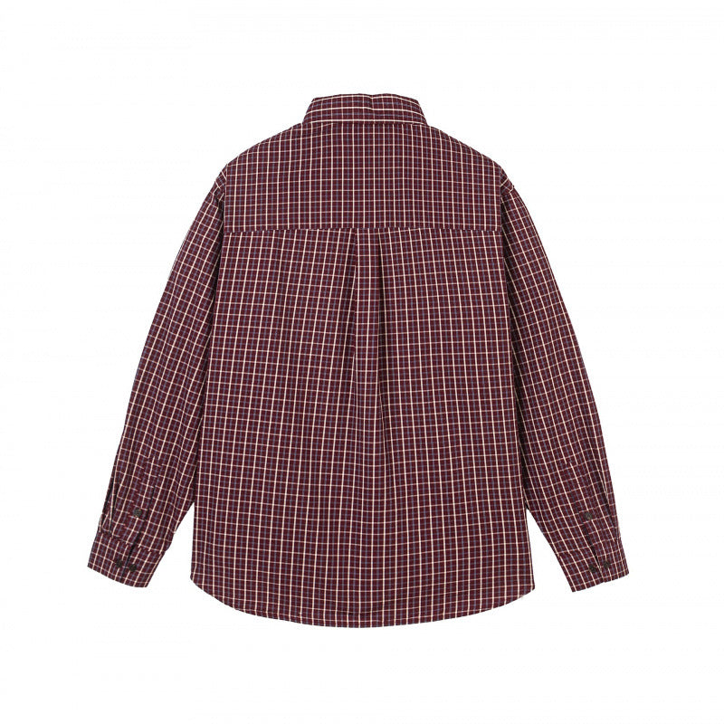 Men's Checkered Oversized Shirt made of Cotton Blend with Patch Chest Pocket and Curved Hem Mune Fashion
