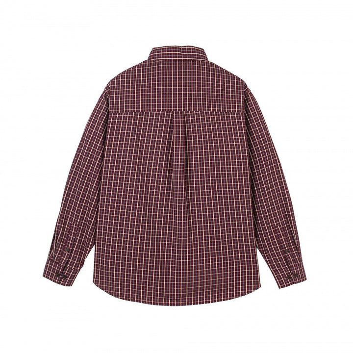 Men's Checkered Oversized Shirt made of Cotton Blend with Patch Chest Pocket and Curved Hem Mune Fashion