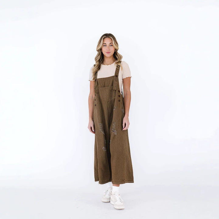 Women's Overalls with Fashionable Destroyed Details and Wide Fit Mune