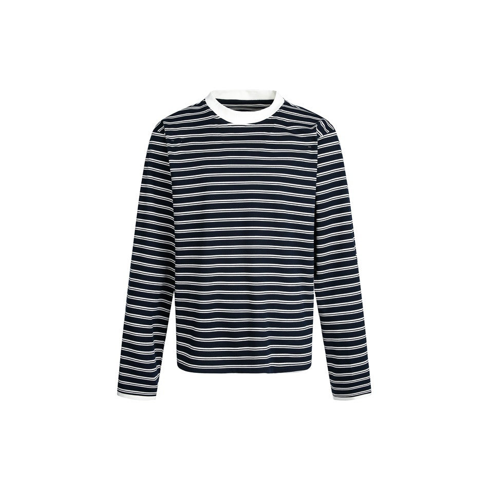Unisex Striped Long Sleeve Shirt in Breton Style with Contrasting Ribbed Collar and Relaxed Fit Mune Fashion