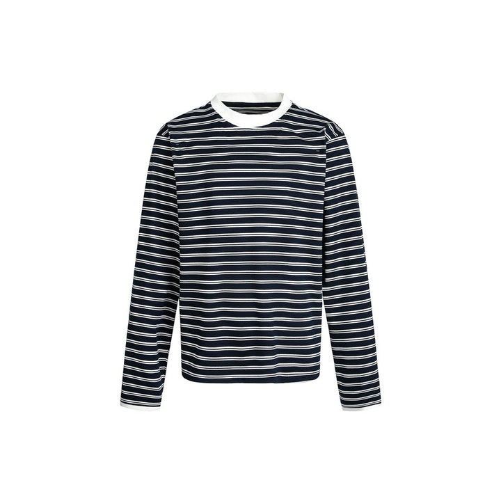 Unisex Striped Long Sleeve Shirt in Breton Style with Contrasting Ribbed Collar and Relaxed Fit Mune Fashion