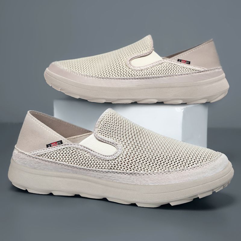 Men's breathable mesh slip-on with suede trim, elastic entry, and grippy outdoor tread sole Mune Fashion