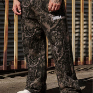 Men's Loose Camouflage Jogging Pants with Elastic Comfort Waistband and Thigh Logo Mune Fashion