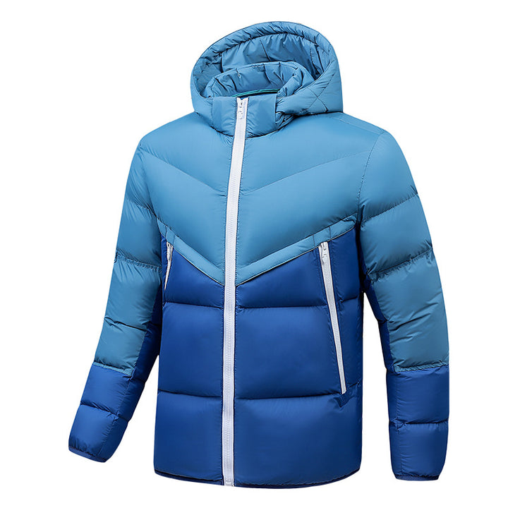 Men's Lightweight Down-Look Padded Jacket with Hood, Windproof Thermal Insulation and Vertical Zip Pockets Mune Fashion