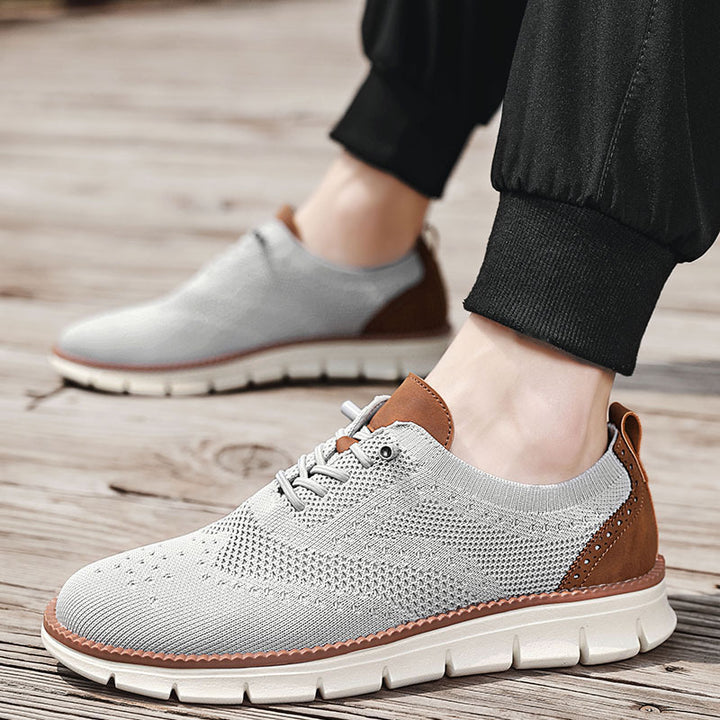 Men's knitted business casual lace-up with wingtip detailing and flexible EVA sole Mune Fashion