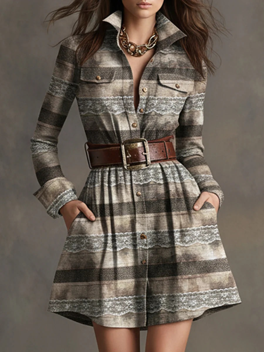 Ladies Chic Shirt Dress with Belt