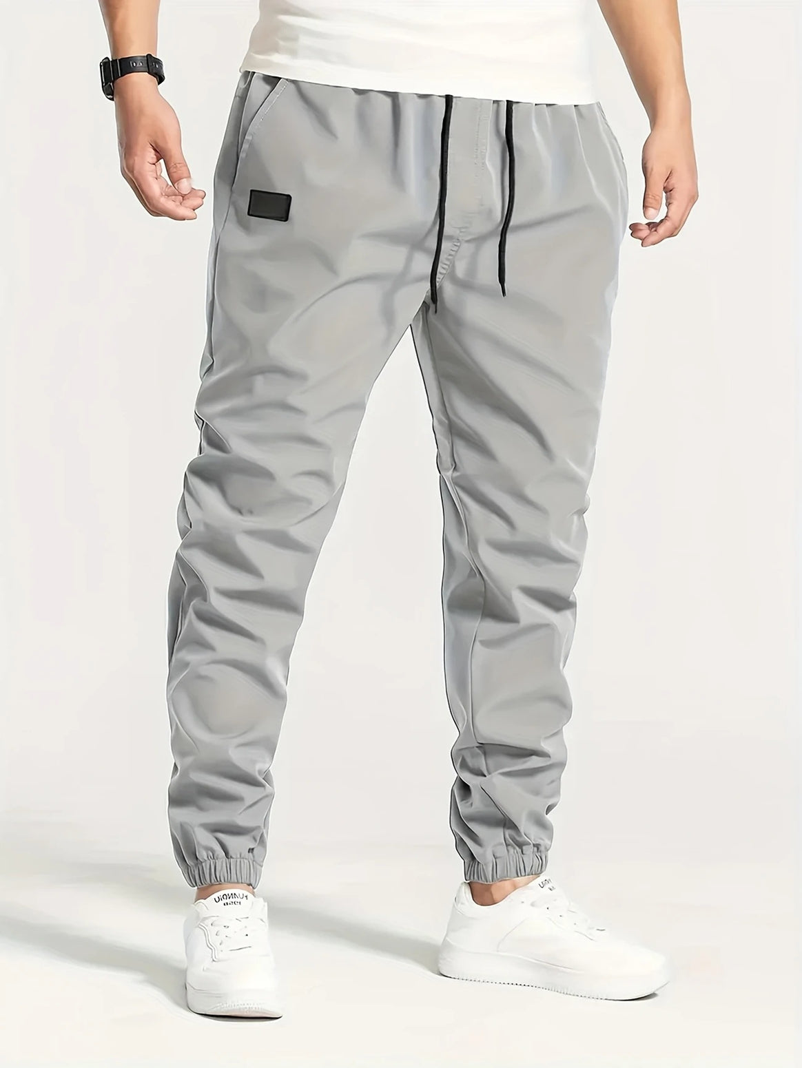 Men's Technical Jogging Pants in Tapered Utility Style with Elastic Waistband & Ankle Cuffs Mune Fashion