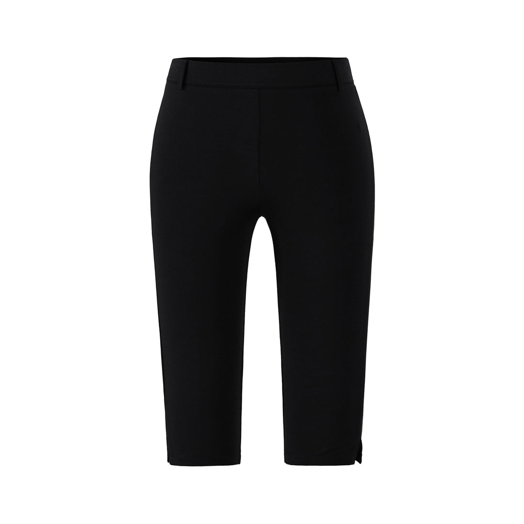Women's high-waisted capri stretch pants with a slim silhouette and leg slit Mune Fashion