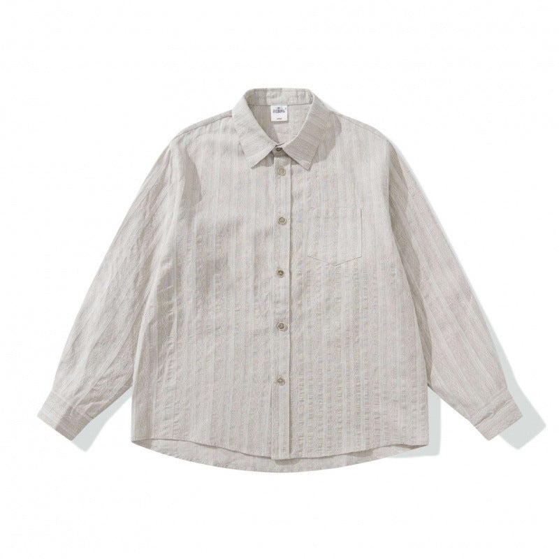 Unisex Lockeres Oversize Shirt made of linen blend with fine waffle texture and breast pocket Mune Fashion