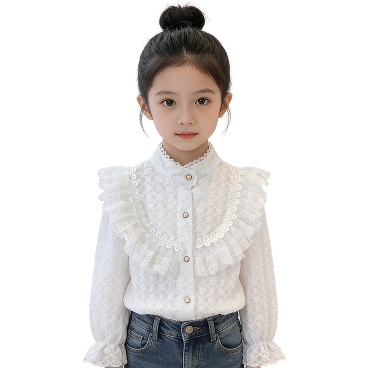 Girl's blouse with romantic ruffled collar Mune Fashion