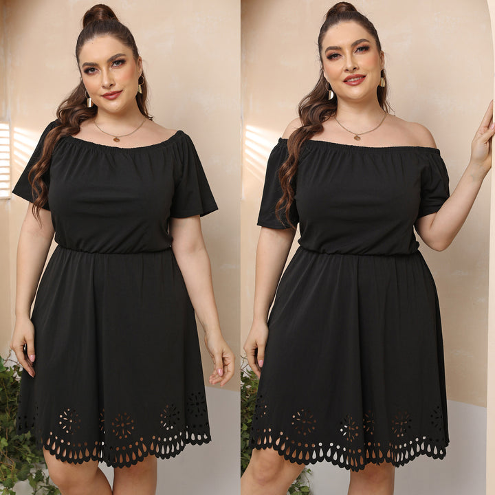 Women's Off-Shoulder Dress with Decorative Lace Pattern Mune Fashion