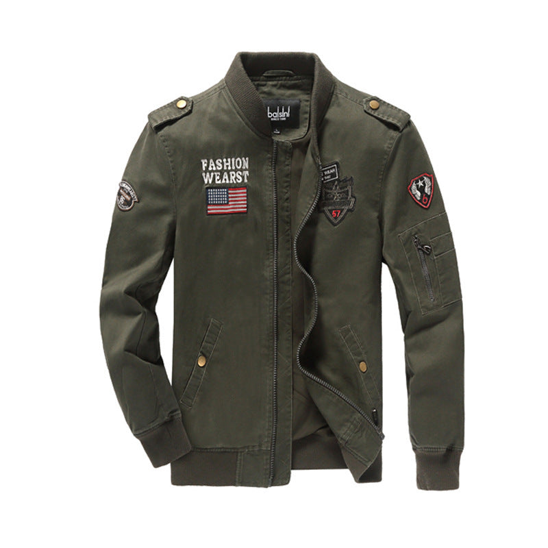 Men's Field Bomber Jacket in Pilot Style with Patch Applications and Arm Pocket Mune Fashion