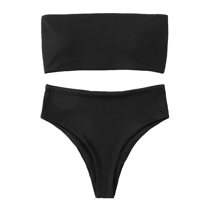 Ladies bandeau bikini set with high leg cut and tie details Mune Fashion