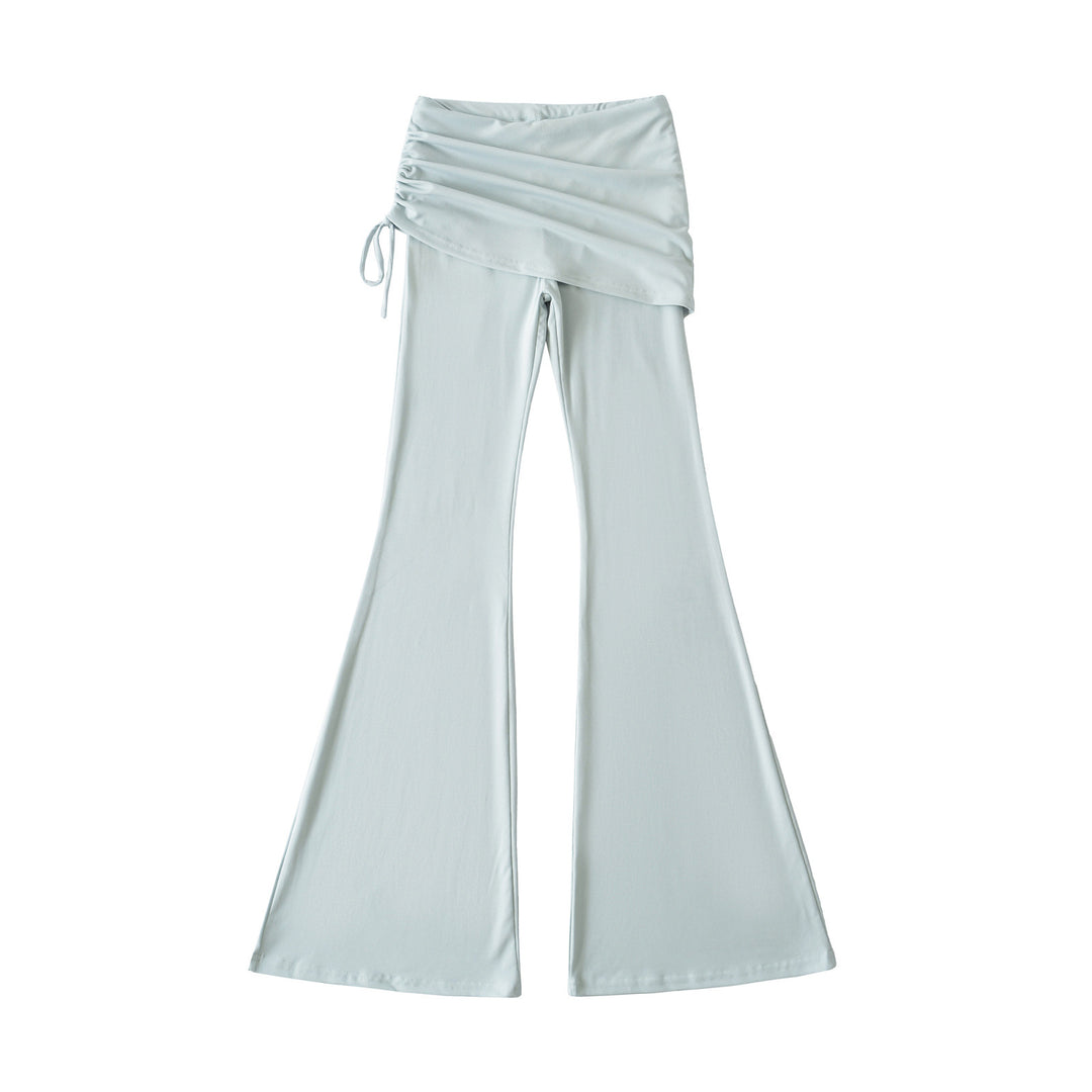 Women’s flared trousers with integrated mini skirt overlay and drawstring Mune Fashion
