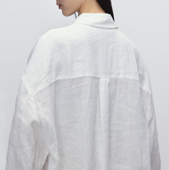 Women High-Quality Linen Blouse with Long Sleeves Mune Fashion