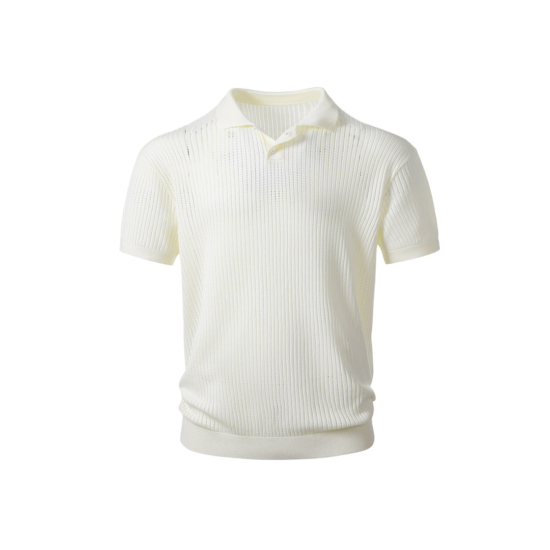 Herren Kurzarm-Feinstrick-Poloshirt mit Strukturstrick und luftiger Perforation Mune Fashion