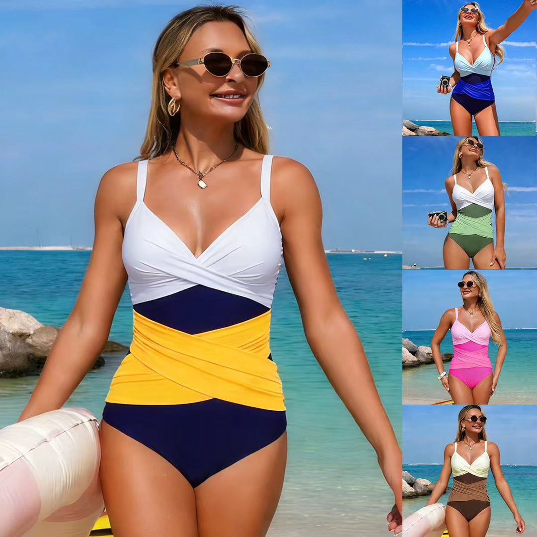 Women's One-Piece Swimsuit with Sophisticated Color Block Design Mune Fashion
