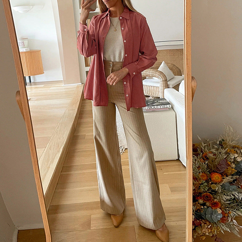 Women's Oversized Shirt with Pleats and Balloon Sleeves Mune Fashion
