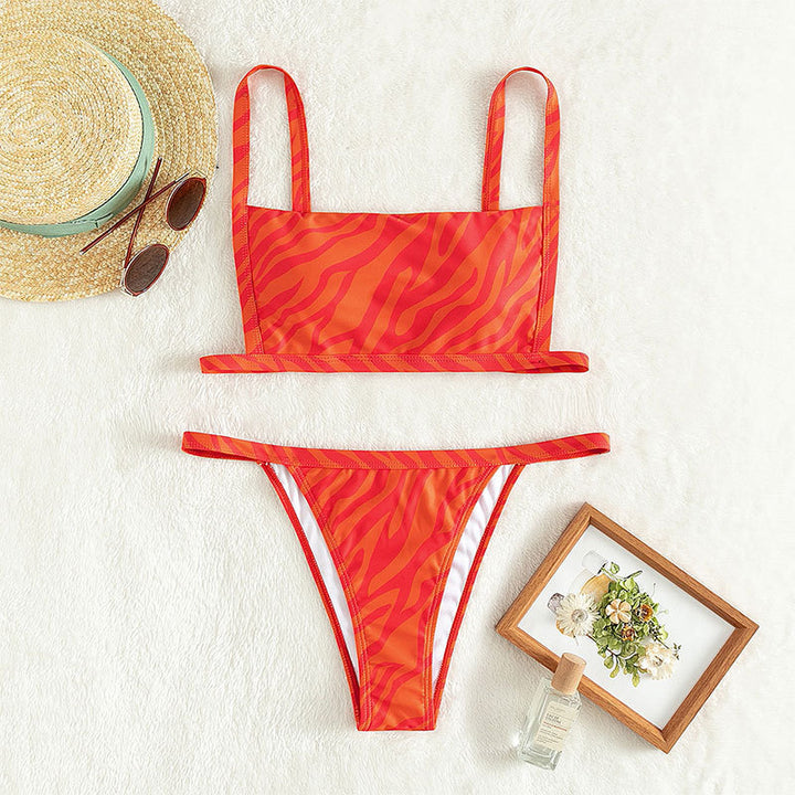 Ladies Bikini Set with adjustable straps and animal print Mune Fashion