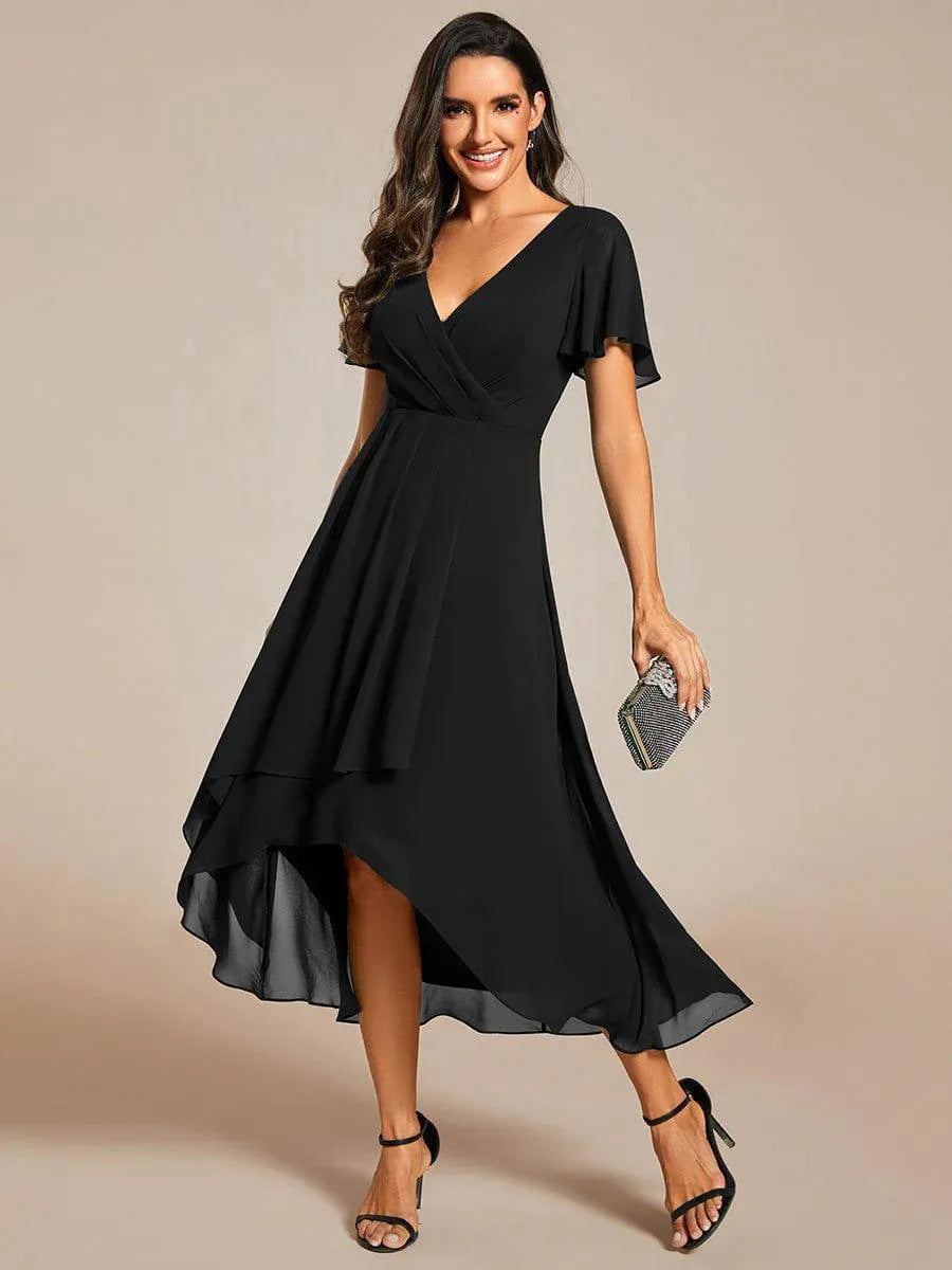 Women's Elegant Wrap Dress with Asymmetric Hem Mune Fashion