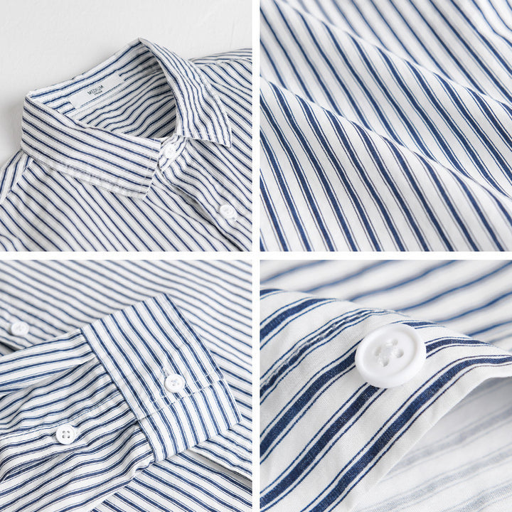 Men's Relaxed-Layering-Shirt with fine vertical stripes, Kent collar and soft cotton blend Mune Fashion